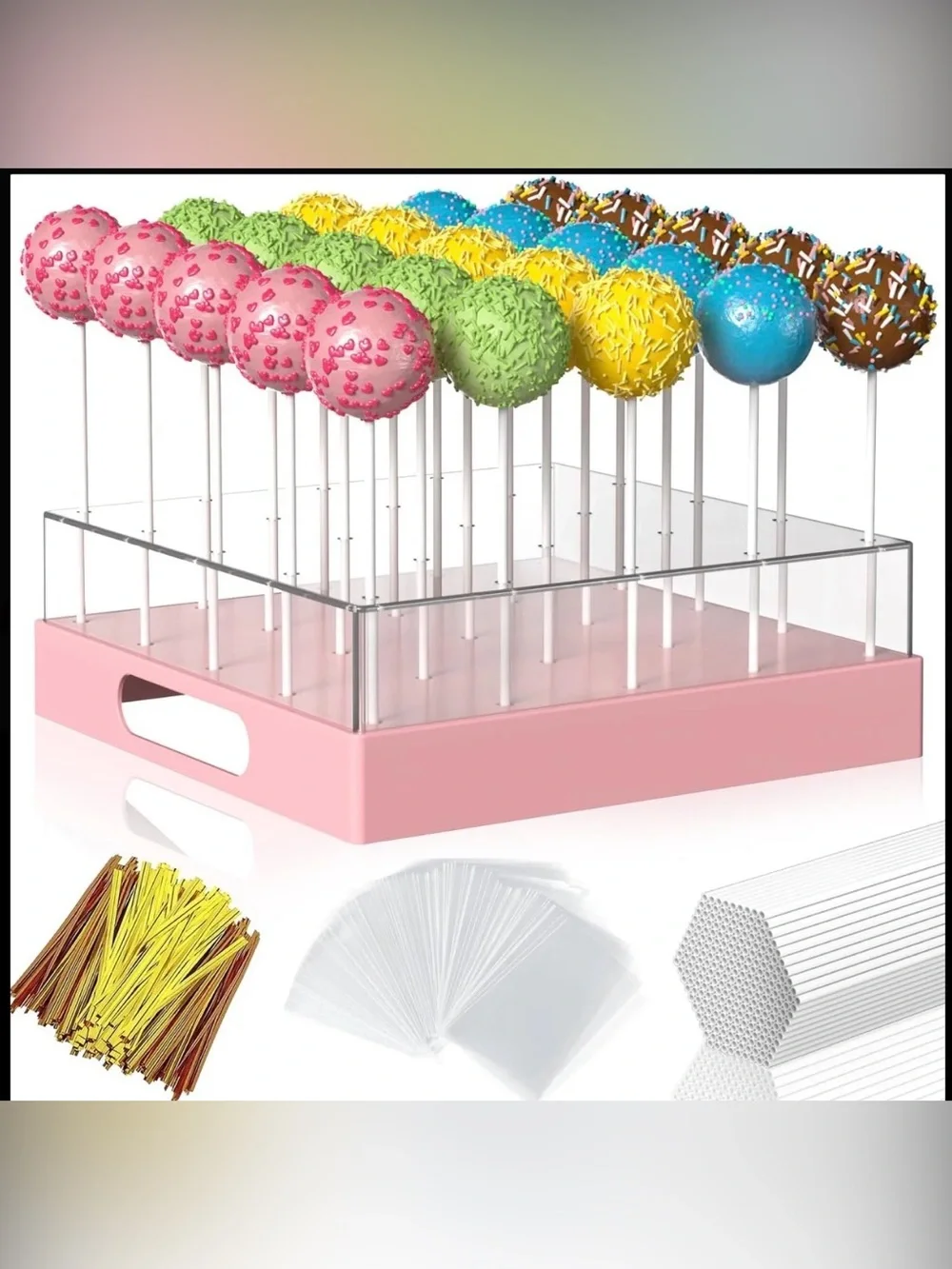 NWT 25 Slot Cake Pop Stand w/ Sticks Bags Ties 7.5